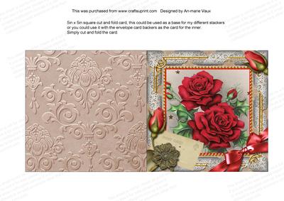Christmas Roses 5in Square Folded Lace Picture Card