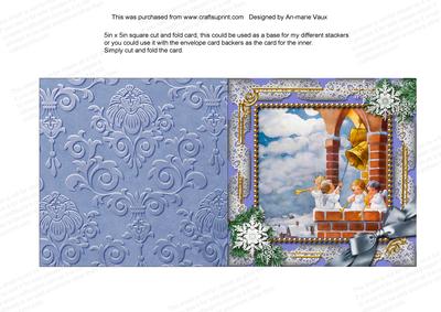 Angels Bell Pulling Snow 5in Square Folded Picture Card