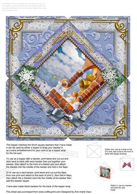 Angels Bell Pulling Snow 5in Square Picture Envelope Backer