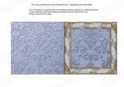 Blue Church Holly 5inch Square Plain Folded Card