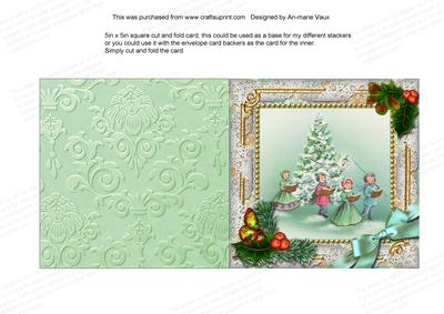 Carol Singers Holly 5in Square Folded Picture Card