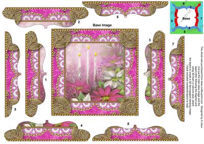 Pink Poinsettia Lace 5inch Bracket Edge Spiral Stacker