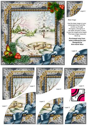 Winter Morning Holly 6 Inch Duo Corner Stack Card Front