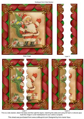 Cute Santa 5inch Square Scalloped 2 Side Stacker
