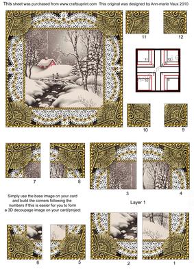 Christmas Snow Scene All 4 Corner Stacker Card Front