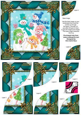 Snow Family 6 Inch Duo Corner Stack Card Front