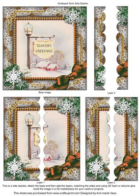 Pub Sign Snow 5inch Square Scalloped 2 Side Stacker