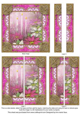 Pink Poinsettia Lace 5inch Square Straight 2 Side Stacker