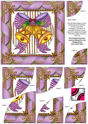Christmas Bells Ribbon 6 Inch Duo Corner Stack Card Front