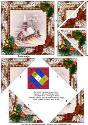 Church Lights on Holly 5inch Triangle Edge Spiral Stacker