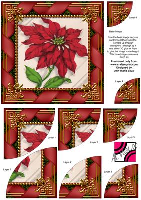 Red Poinsettia 6 Inch Duo Corner Stack Card Front