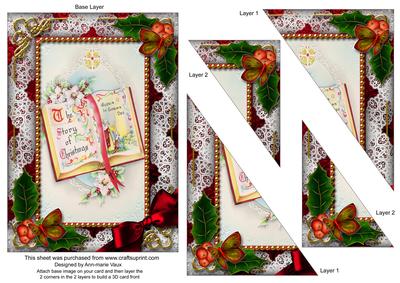 Christmas Book Holly 7x5inch Triangle Duo Corner Stacker