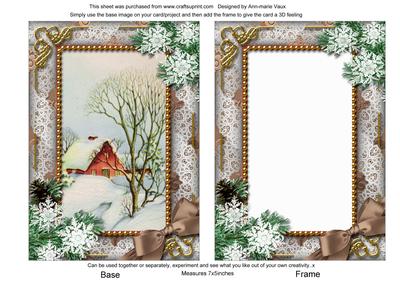 Christmas Scene Snow 7x5inch Picture Card Front and Frame