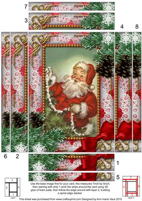Santa Snow Spiral Edge Stacker 7x5in Card Front