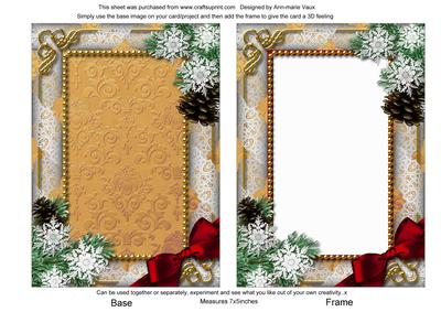 Red Poinsettia Snow 7x5inch Plain Card Front and Frame