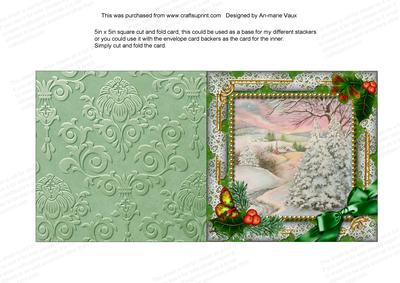 Christmas Stream Holly 5in Square Folded Picture Card