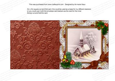 Church Lights on Holly 5in Square Folded Picture Card