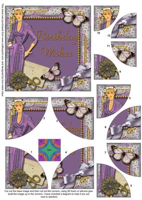 Lavender Lady Butterfly All 4 Rounded Corner Card Front