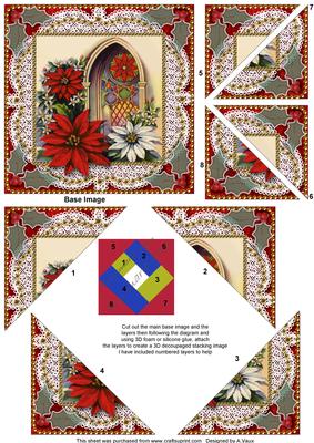 Poinsettia Window 5inch Triangle Edge Spiral Stacker
