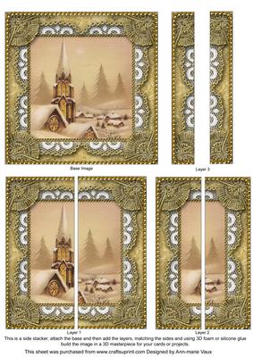 Christmas Snow Steeple 5inch Square Straight 2 Side Stacker