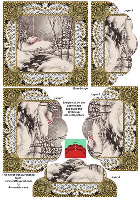 Christmas Snow Scene One Edge Scallop Bottom Stacker