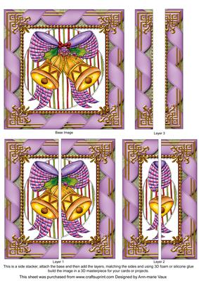 Christmas Bells Ribbon 5inch Square Straight 2 Side Stacker
