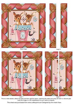 Baby Reindeers Ribbon 5inch Square Straight 2 Side Stacker