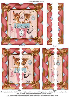 Baby Reindeer Ribbon 5inch Square Scalloped 2 Side Stacker