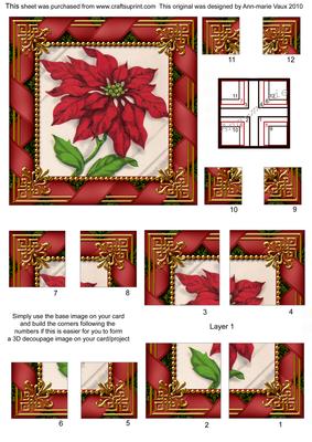 Red Poinsettia All 4 Corner Stacker Card Front