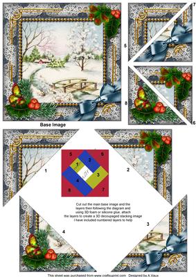 Winter Morning Holly 5inch Triangle Edge Spiral Stacker