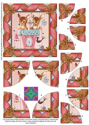 Baby Reindeers Ribbon All 4 Rounded Corner Card Front