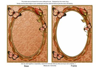 Russett Butterfly Ornate 7x5inch Plain Card Front and Frame