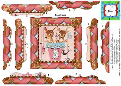 Baby Reindeer Ribbon 5inch Bracket Edge Spiral Stacker