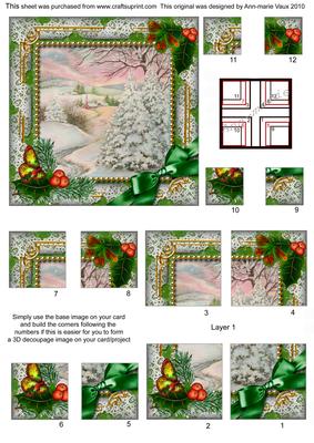 Christmas Stream Holly All 4 Corner Stacker Card Front