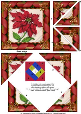 Red Poinsettia Ribbon 5inch Triangle Edge Spiral Stacker