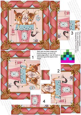 Baby Reindeer Ribbon 5inch Square Bottom Castle Stacker