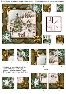 Village Scene Snow All 4 Corner Stacker Card Front