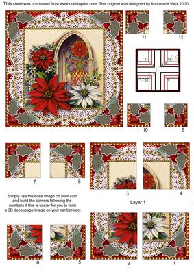 Poinsettia Window All 4 Corner Stacker Card Front