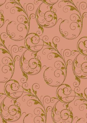 Red Roses 2 Gold Metallic Swirls A4 Backing Paper