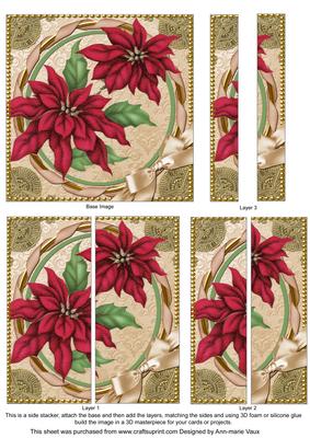 Poinsettias Gold Circle 5inch Square Straight 2 Side Stacker