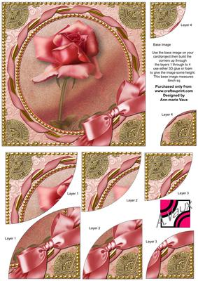 Pink Rose 1 Gold 6 Inch Duo Corner Stack Card Front