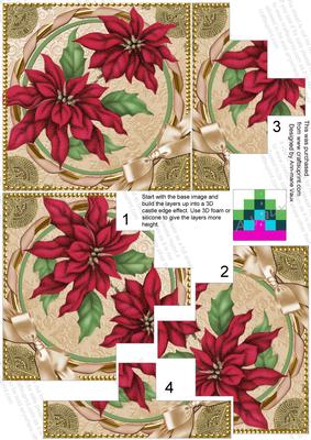 Poinsettia Gold Circle 5inch Square Bottom Castle Stacker