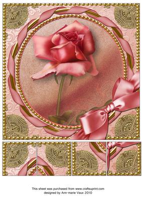Pink Rose 1 Gold 8inch Picture Sheet