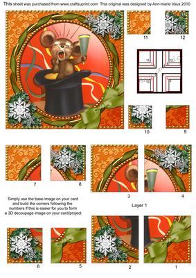 Happy Mouse Circle Snow All 4 Corner Stacker Card Front