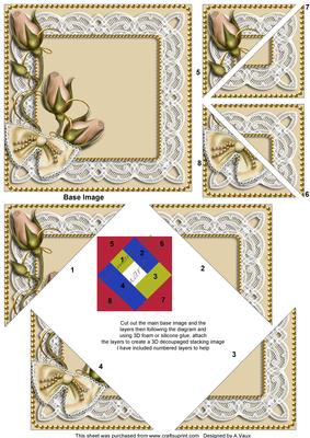 Cream Rosebuds 5inch Triangle Edge Spiral Stacker