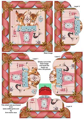 Baby Reindeers Ribbon One Edge Scallop Bottom Stacker