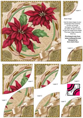 Poinsettia Gold Circle 6 Inch Duo Corner Stack Card Front