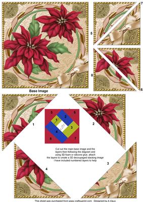 Poinsettia Gold Circle 5inch Triangle Edge Spiral Stacker
