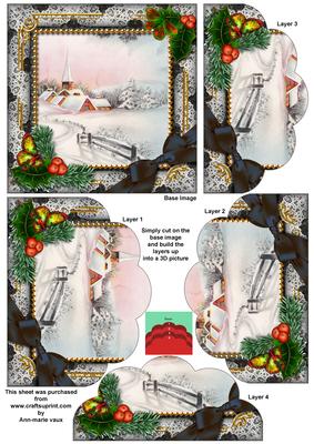 Snow Village Holly One Edge Scallop Bottom Stacker