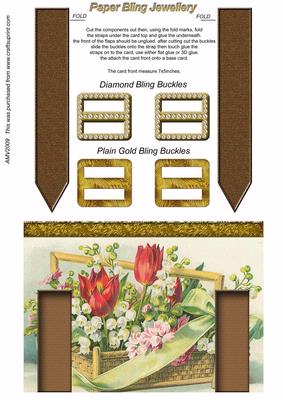 Basket of Roses Double Bling Buckle & Leather Straps Card Top